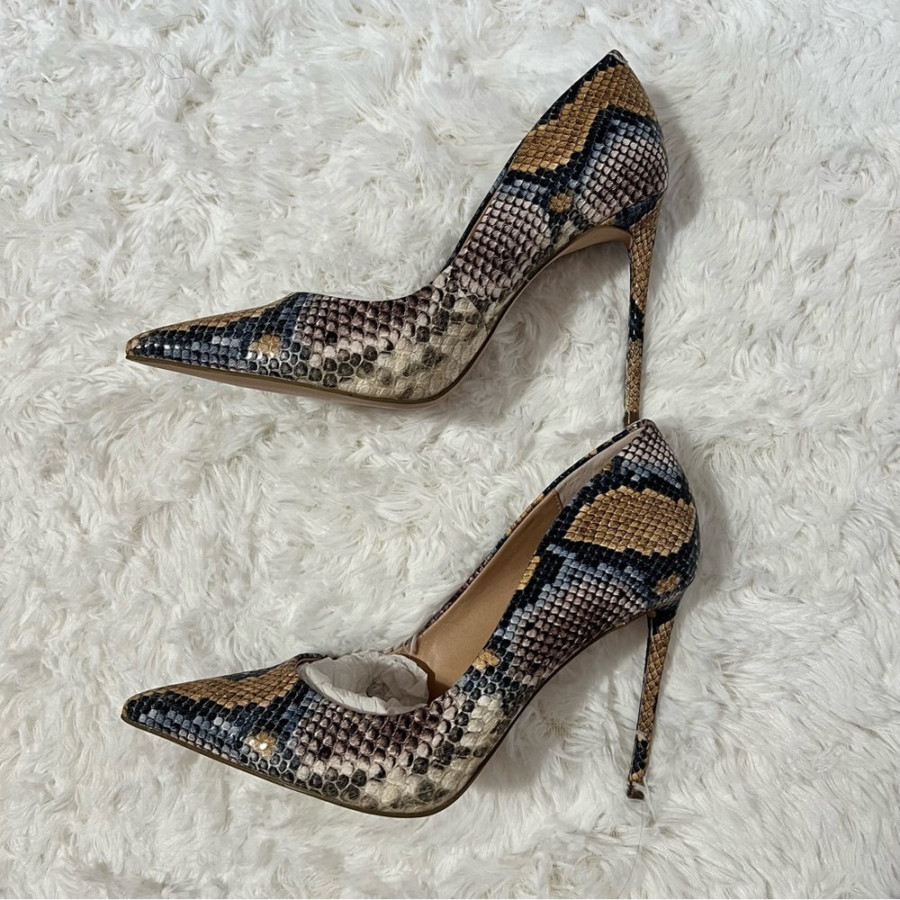 NWOB Steve Madden 8 Vala Snake Print Mobwife Pointed Toe Stiletto Sexy Pumps - Picture 7 of 12
